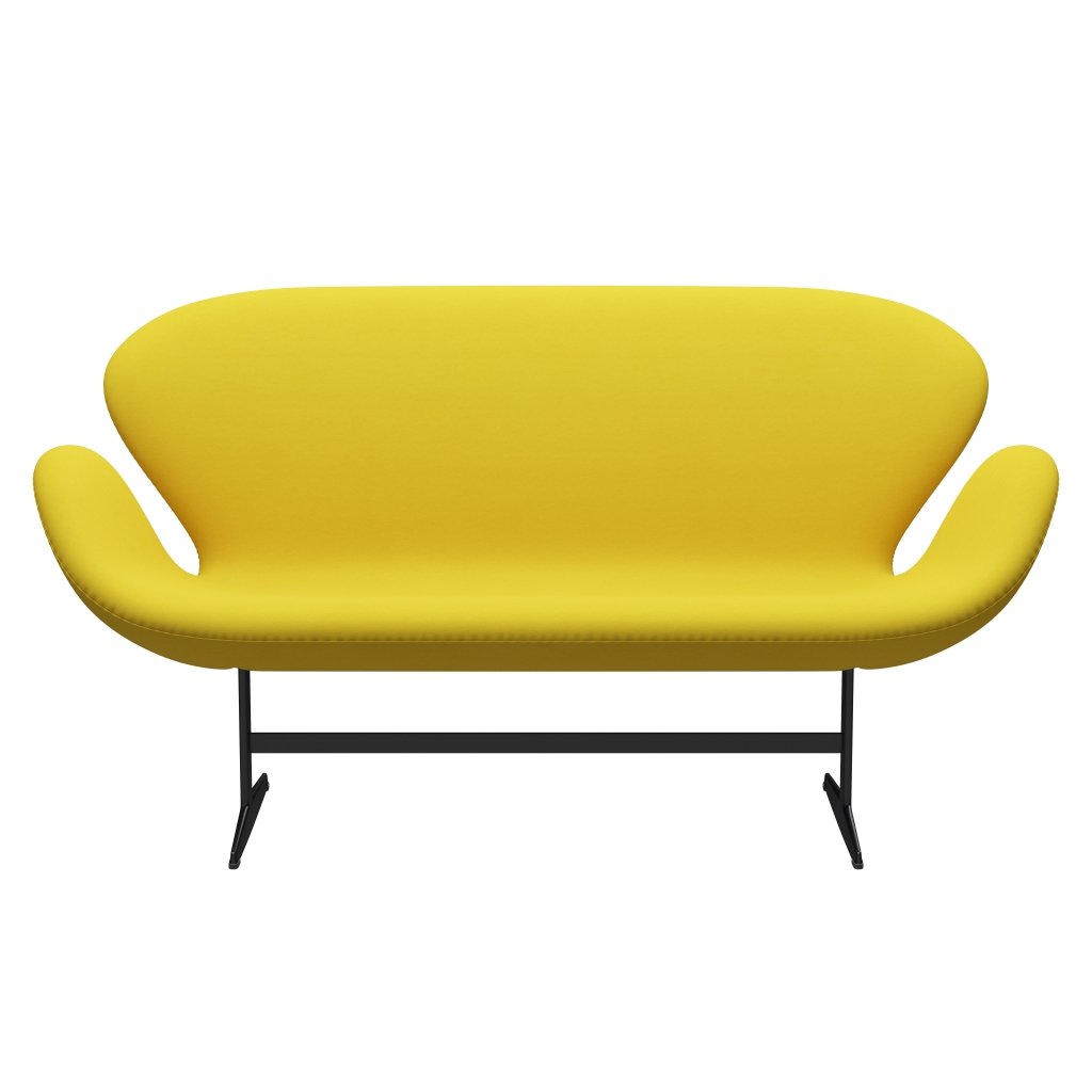 Fritz Hansen Swan Sofa 2 Seater, Black Lacquered/Comfort Yellow (62003)