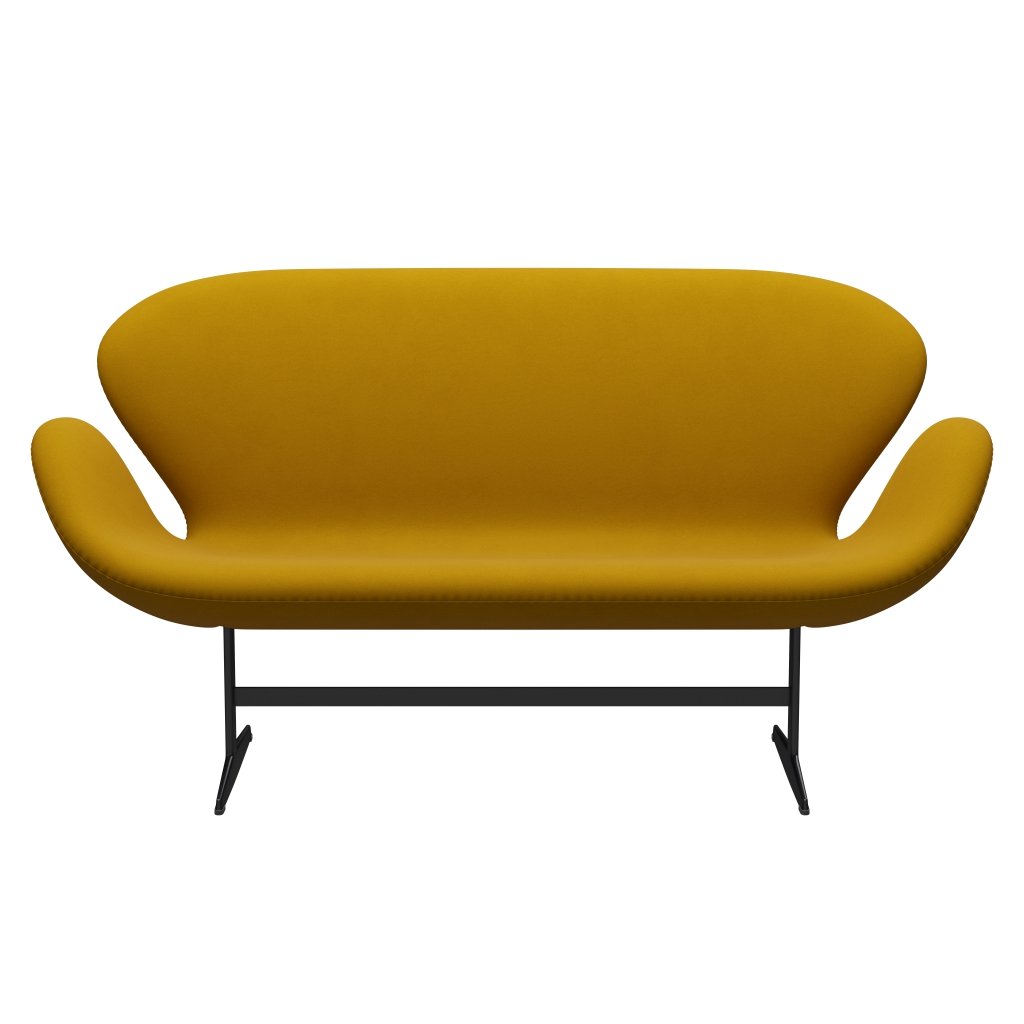 Fritz Hansen Swan Sofa 2 Seater, černá lakovaná/komfortní žlutá (62004)