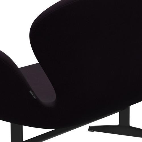 Fritz Hansen Swan Sofa 2 Seater, Black Lacquered/Divina Aubergine (376)