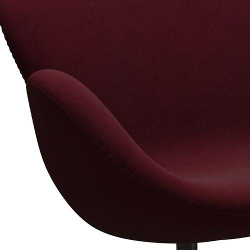 Fritz Hansen Swan Sofa 2 Seater, Black Lacquered/Divina Aubergine (671)