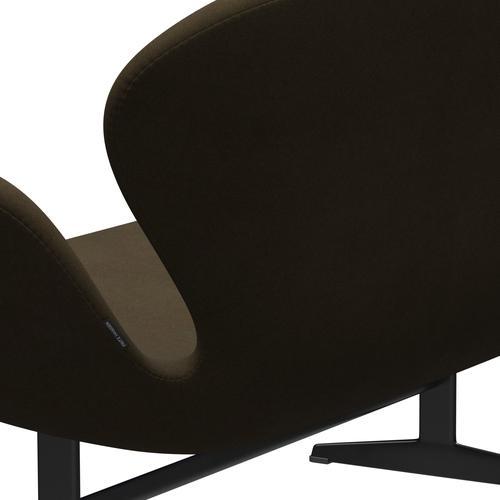 Fritz Hansen Swan Sofa 2 Seater, Black Lacquered/Divina Brown (984)