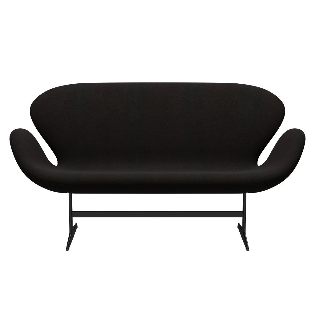 Fritz Hansen Swan Sofa 2 Seater, Black Lacquered/Divina Dark Brown (384)