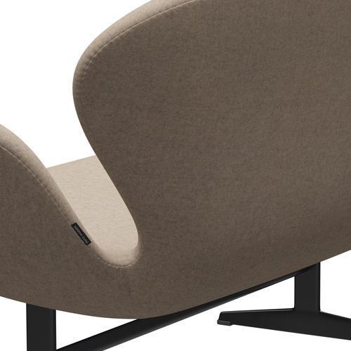 [product_category]-Fritz Hansen Swan Sofa 2 Seater, Black Lacquered/Divina Md Sand Colours-Fritz Hansen-3321-DMD213-BLLA-FRI-5