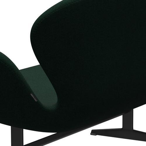 [product_category]-Fritz Hansen Swan Sofa 2 Seater, Black Lacquered/Divina Melange Dark Green-Fritz Hansen-3321-DIM871-BLLA-FRI-5