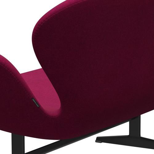 [product_category]-Fritz Hansen Swan Sofa 2 Seater, Black Lacquered/Divina Melange Lipstick Pink-Fritz Hansen-3321-DIM620-BLLA-FRI-5