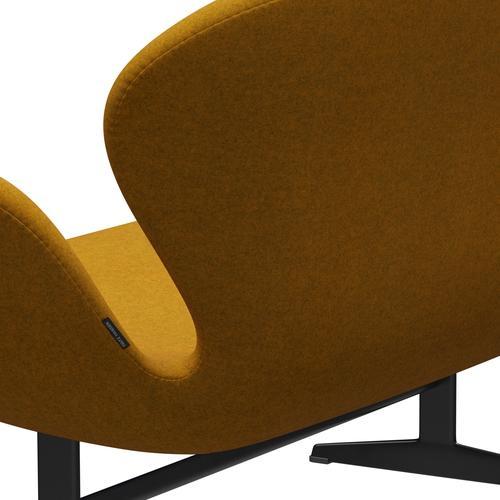 [product_category]-Fritz Hansen Swan Sofa 2 Seater, Black Lacquered/Divina Melange Ochre Yellow-Fritz Hansen-3321-DIM457-BLLA-FRI-5