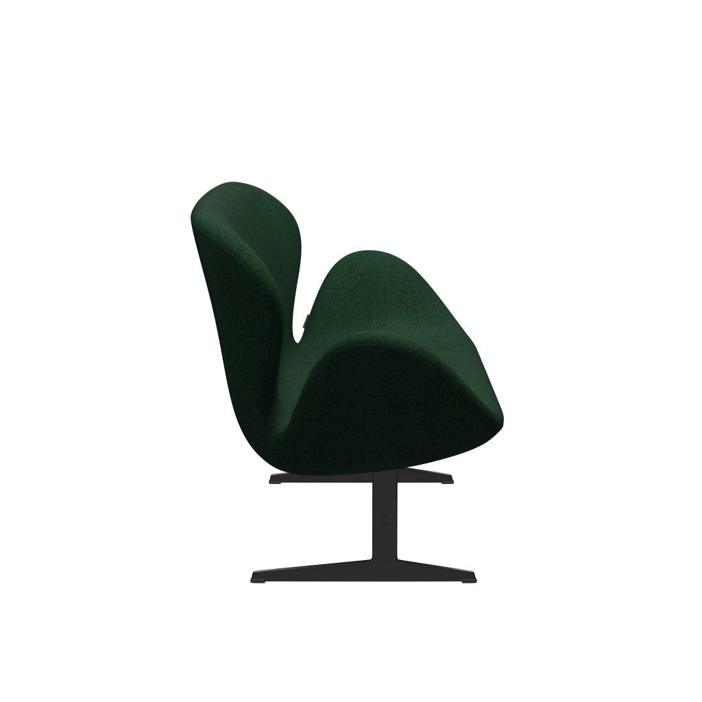 [product_category]-Fritz Hansen Swan Sofa 2 Seater, Black Lacquered/Divina Melange Warm Dark Green-Fritz Hansen-3321-DIM967-BLLA-FRI-3