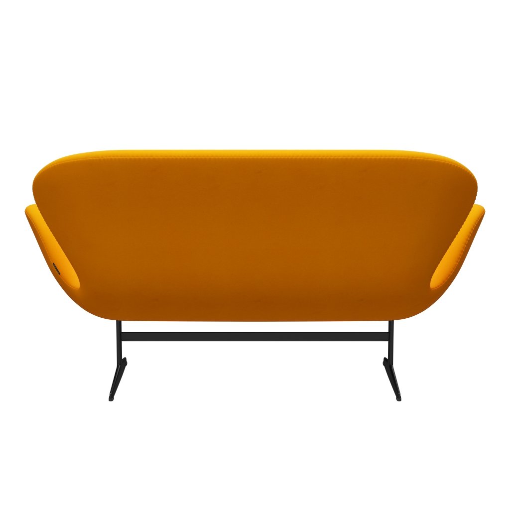 Fritz Hansen Swan Sofa 2 Seater, Black Lacquered/Divina Orange (426)