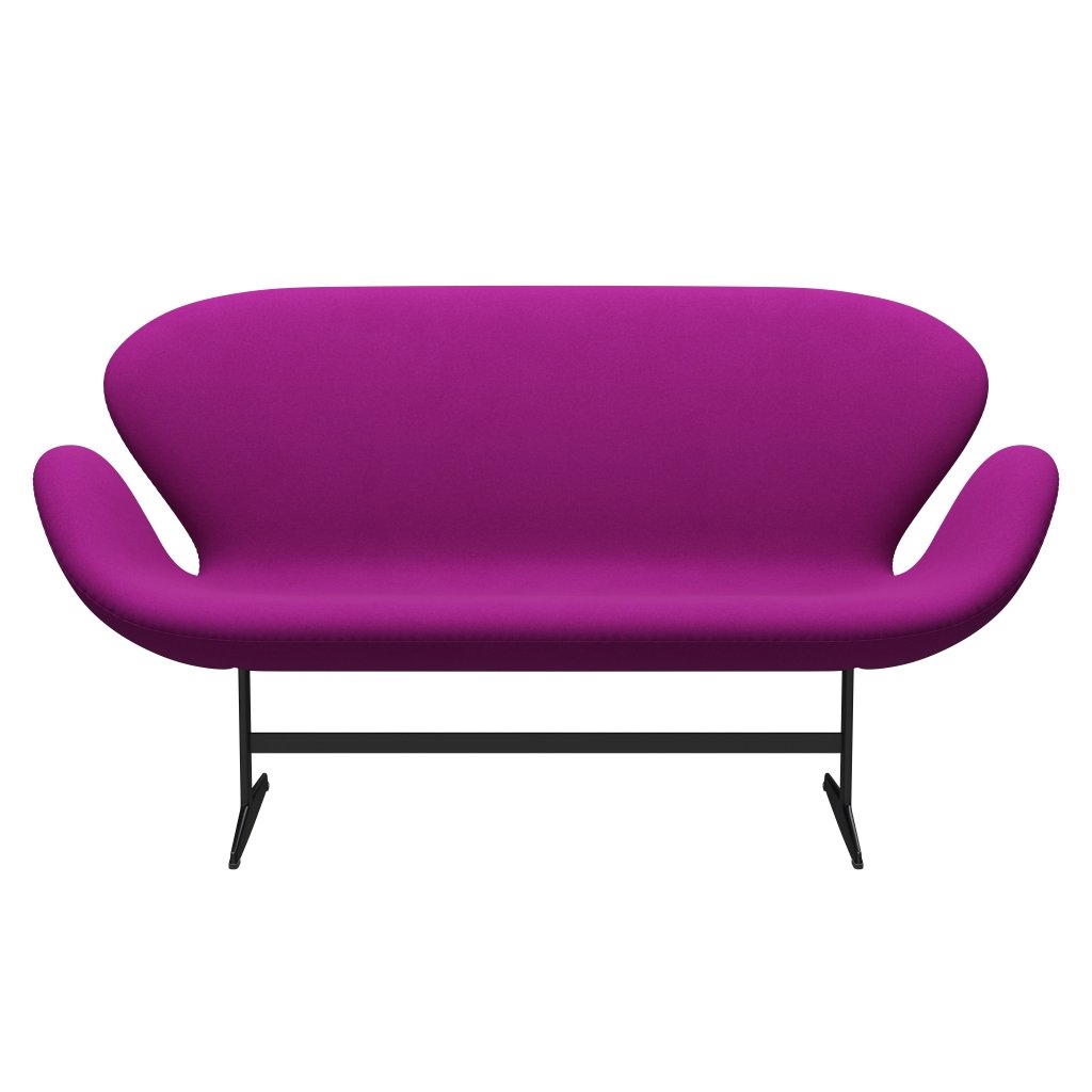 Fritz Hansen Swan Sofa 2 Seater, Black Lacquered/Divina Violet (666)