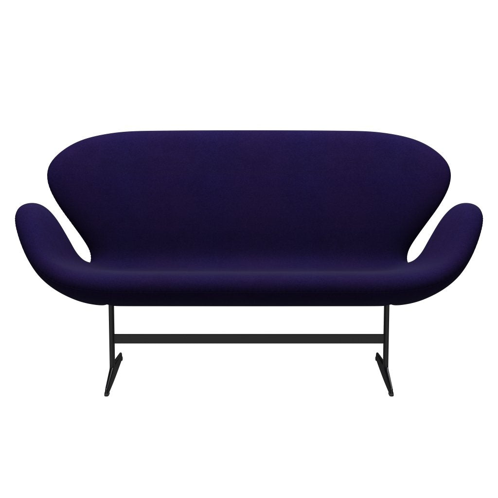 Fritz Hansen Swan Sofa 2 Seater, Black Lacquered/Divina Violet Dark (692)