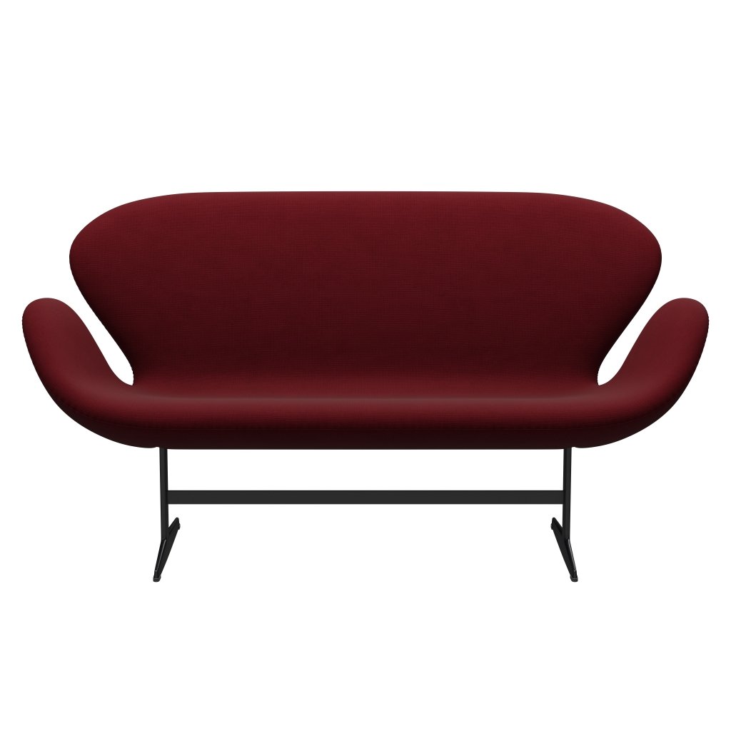 Fritz Hansen Swan Sofa 2 Seater, Black Lacquered/Fame Bordeaux (64058)