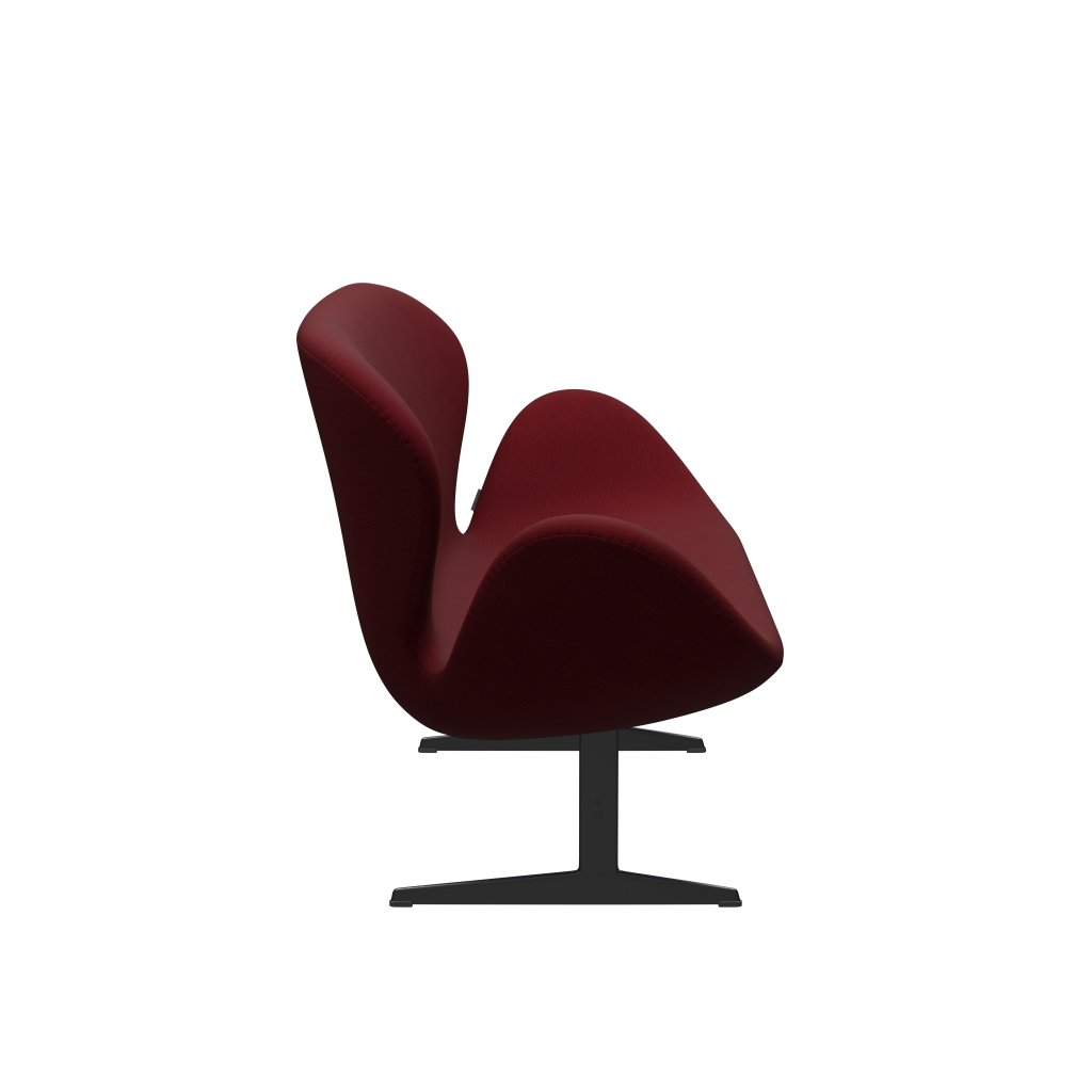 Fritz Hansen Swan Sofa 2 Seater, Black Lacquered/Fame Bordeaux (64058)