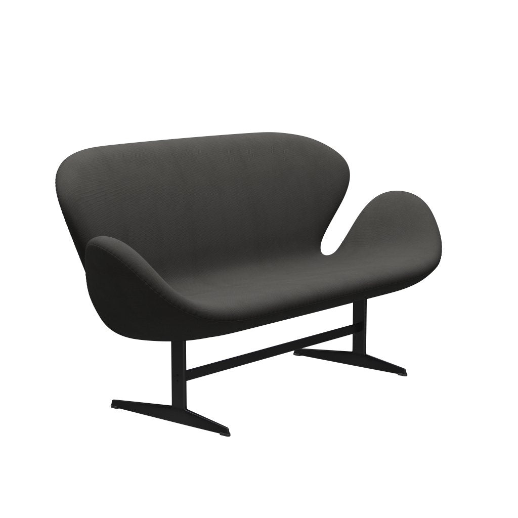 Fritz Hansen Swan Sofa 2 Seater, Black Lacquered/Fame Brown (61060)