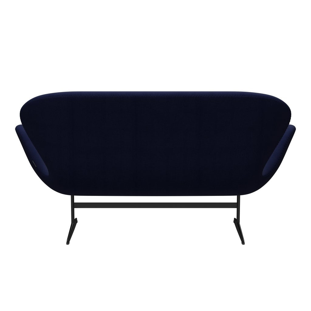 Fritz Hansen Swan Sofa 2 Seater, Black Lacquered/Fame Dark Blue (66005)