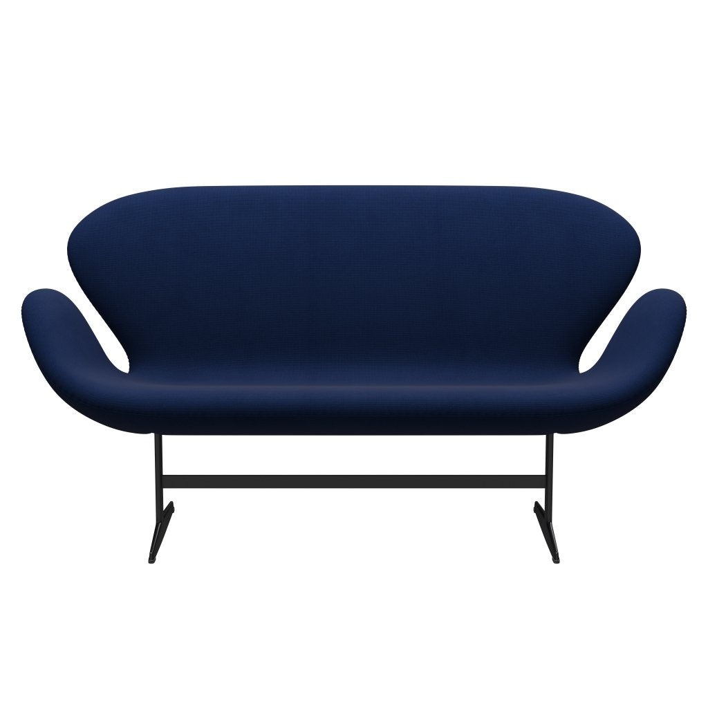 Fritz Hansen Swan Sofa 2 Seater, Black Lacquered/Fame Dark Blue (66071)