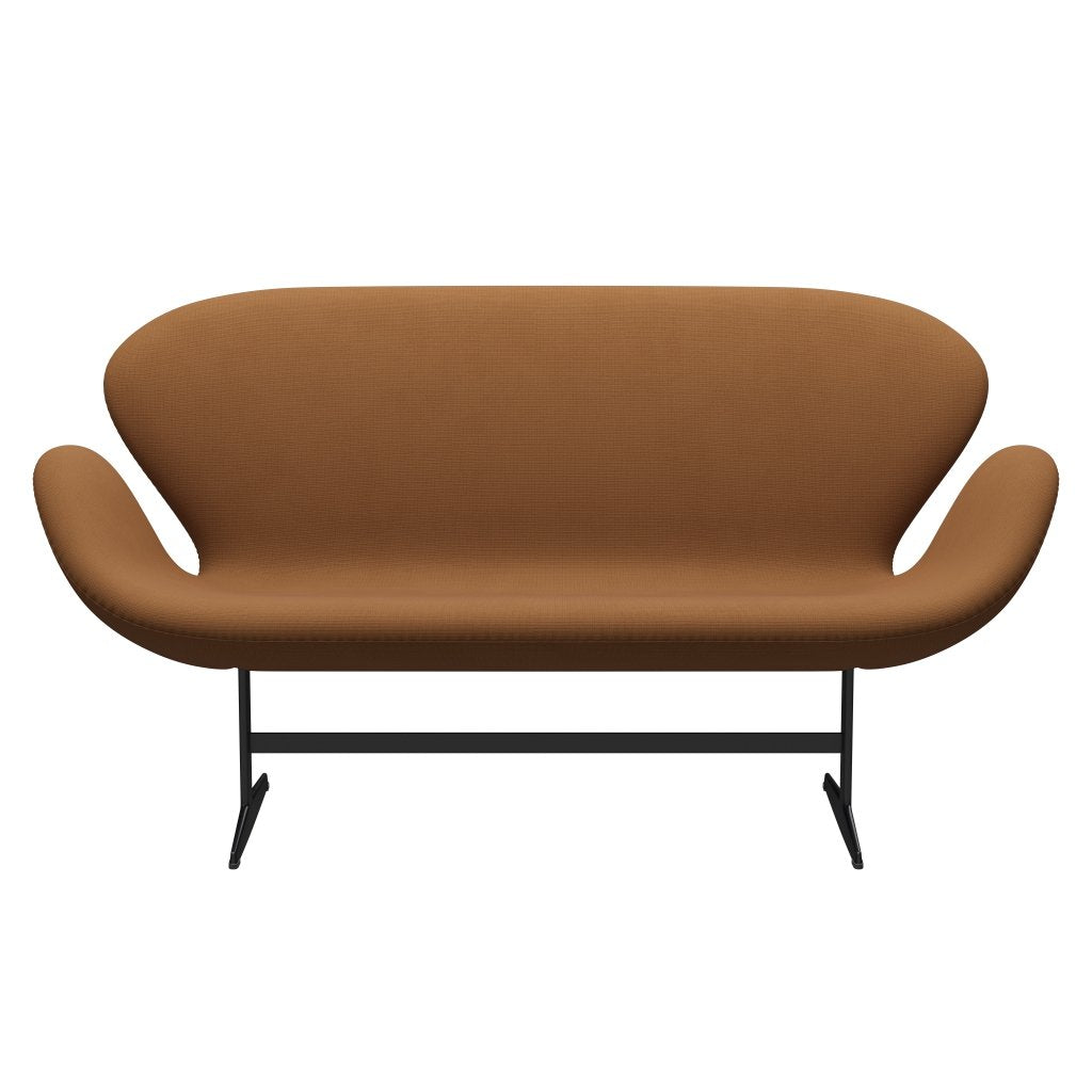 Fritz Hansen Swan Sofa 2 Seater, černý lak/sláva světle hnědá (61131)