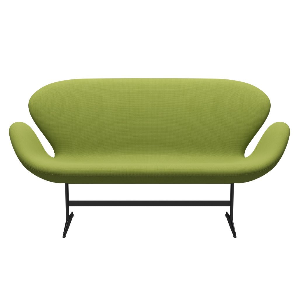 Fritz Hansen Swan Sofa 2 Seater, černá lakovaná/sláva lehká tráva zelená