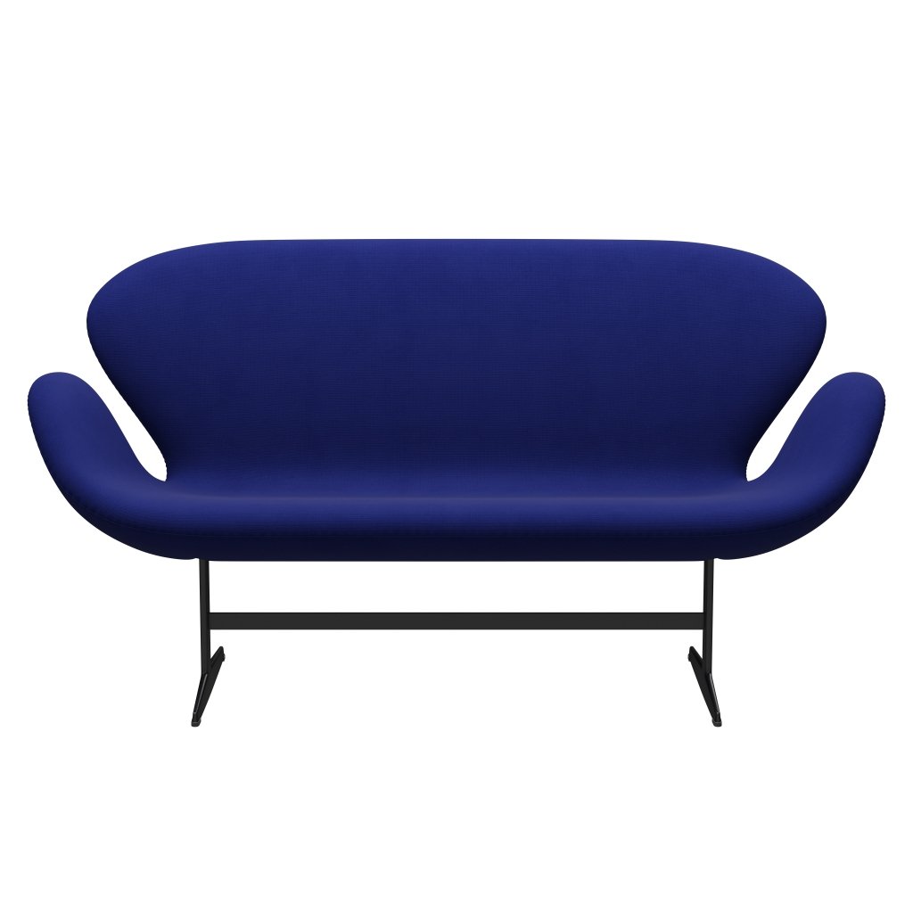 Fritz Hansen Swan Sofa 2 Seater, Black Lacquered/Fame Navy (66032)