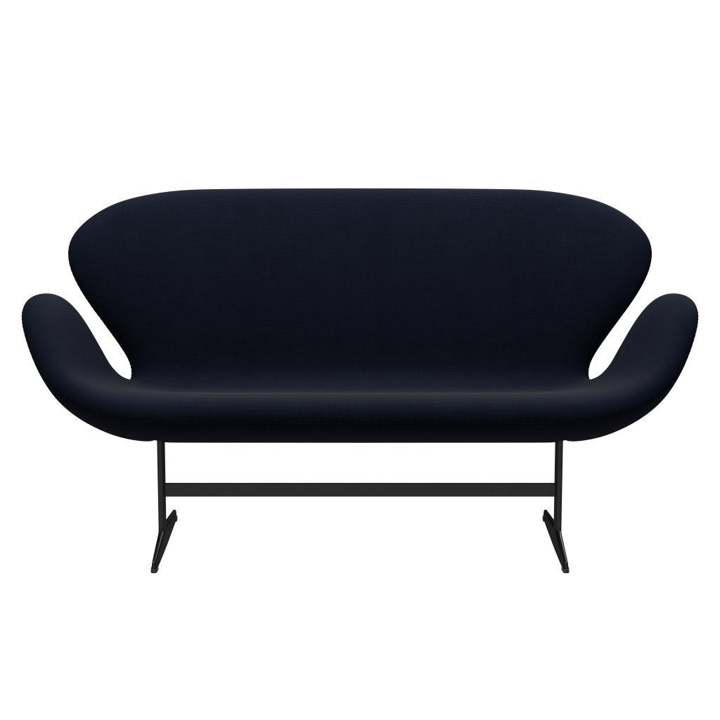 Fritz Hansen Swan Sofa 2 Seater, Black Lacquered/Fame Navy (66061)