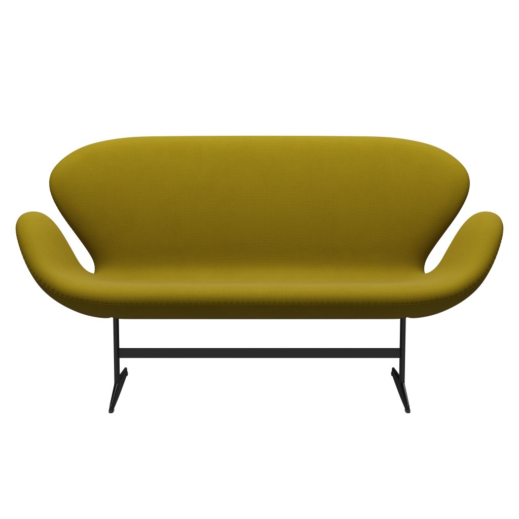 Fritz Hansen Swan Sofa 2 Seater, Black Lacquered/Fame Olive Green