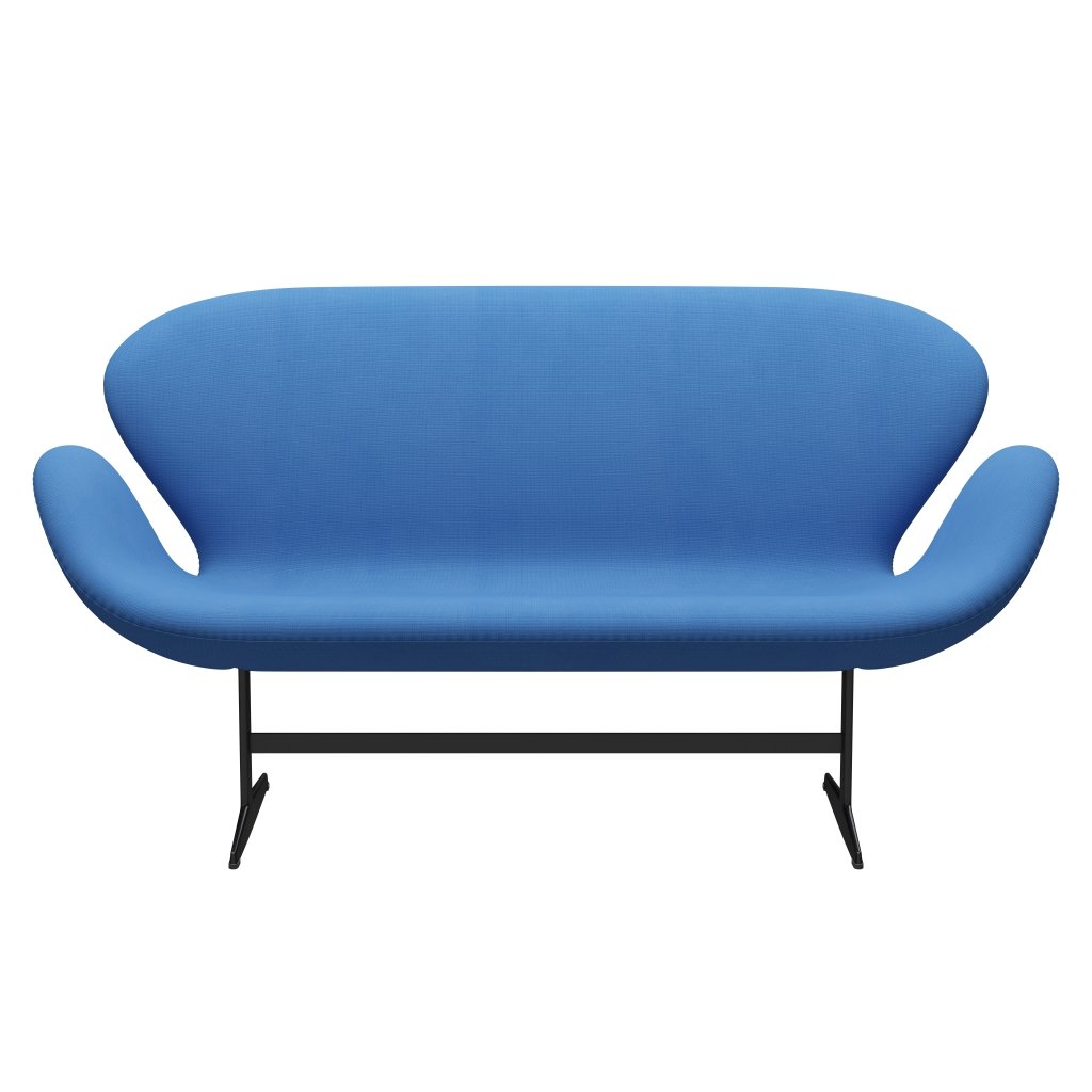 Fritz Hansen Swan Sofa 2 Seater, černá lakovaná/sláva tyrkysová (66118)