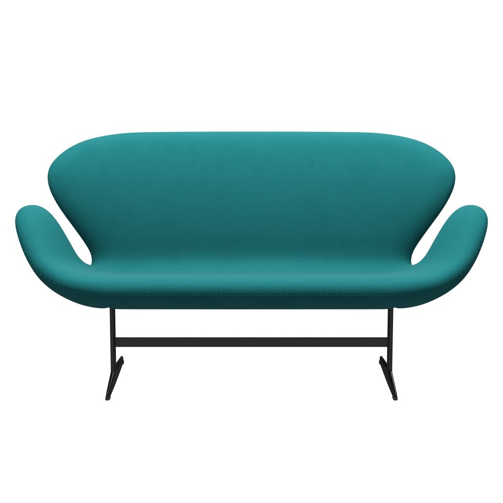 Fritz Hansen Swan Sofa 2 Seater, Black Lacquered/Fame Turquoise (67016)