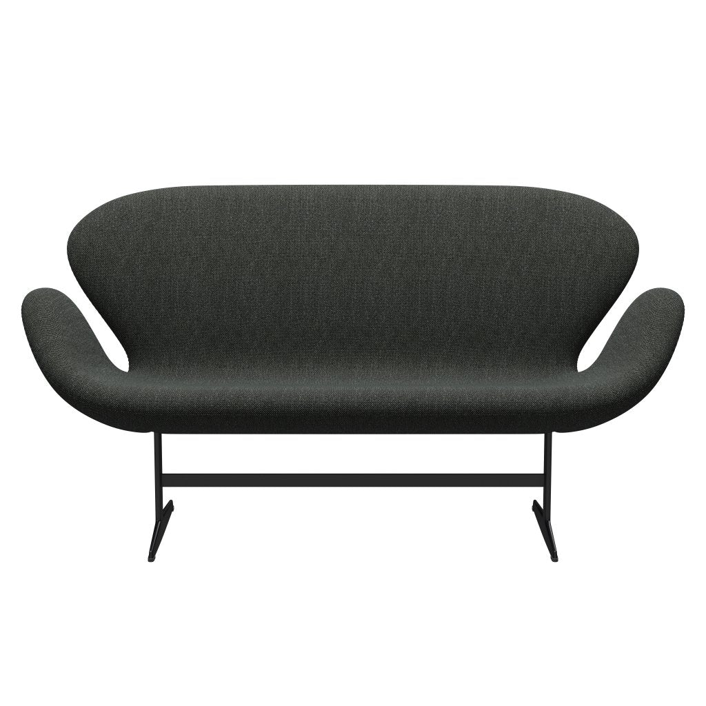 Fritz Hansen Swan Sofa 2 Seater, Black Lacquered/Hallingdal Black/Grey (368)