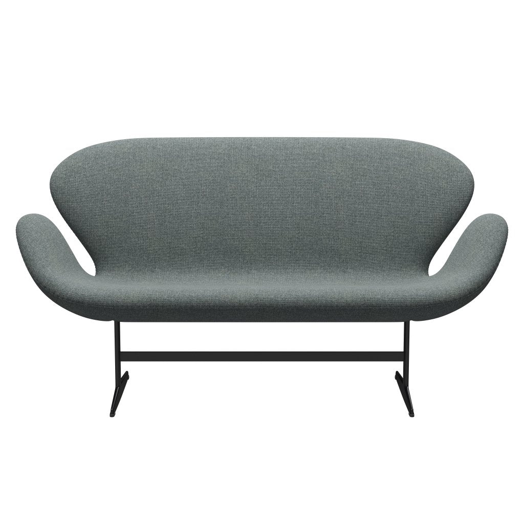 Fritz Hansen Swan Sofa 2 Seater, Black Lacquered/Hallingdal Grey