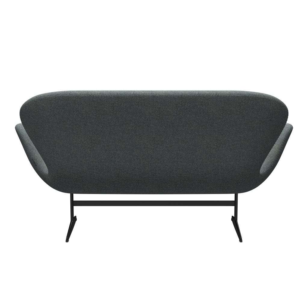 Fritz Hansen Swan Sofa 2 Seater, černá lakovaná/hallingdal šedá