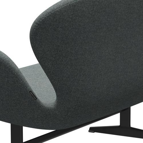 Fritz Hansen Swan Sofa 2 Seater, černá lakovaná/hallingdal šedá