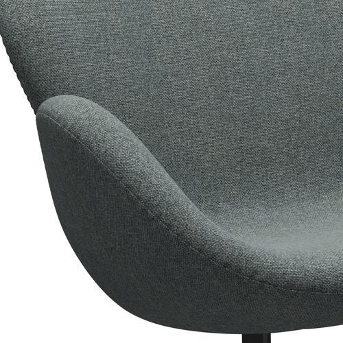 Fritz Hansen Swan Sofa 2 Seater, černá lakovaná/hallingdal šedá