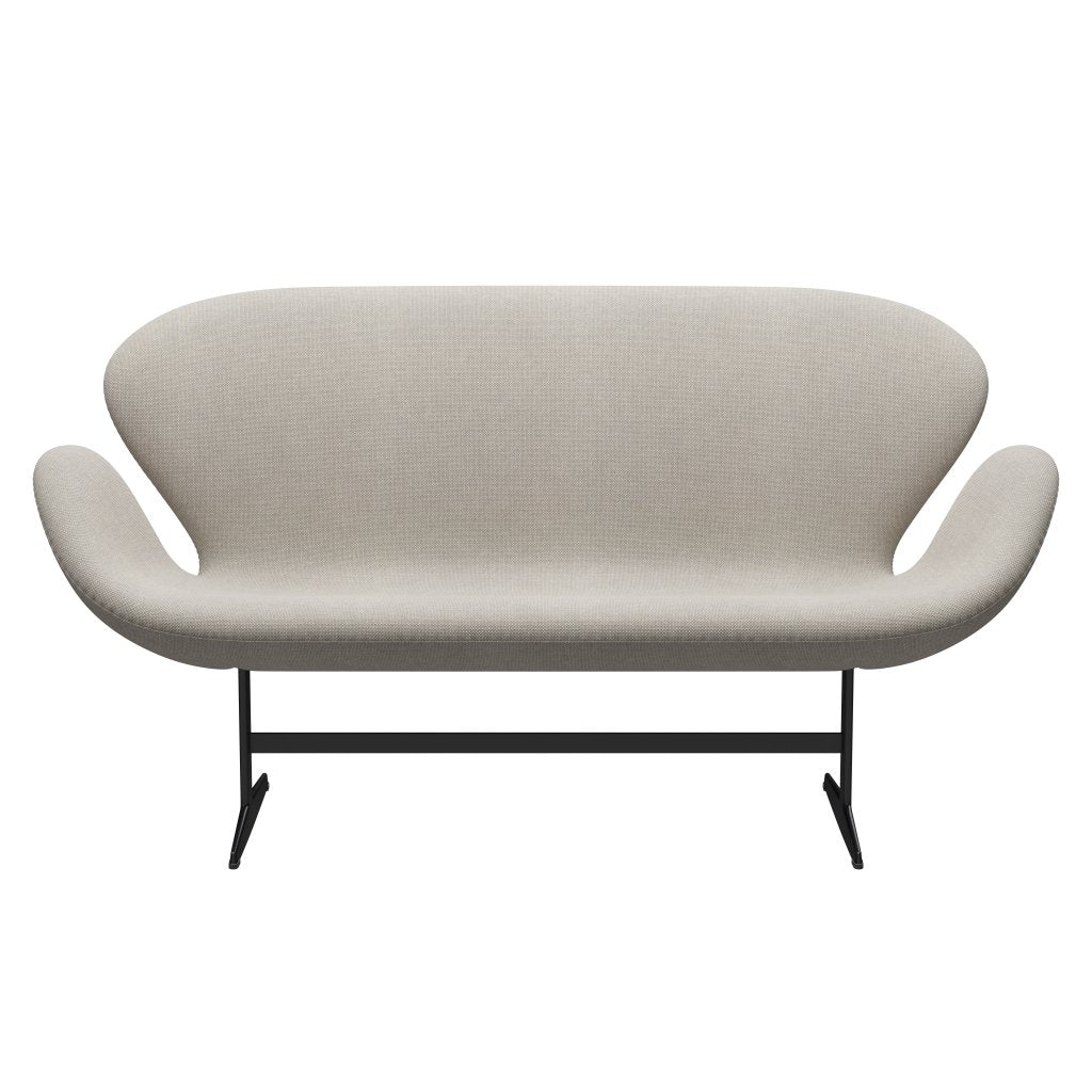 Fritz Hansen Swan Sofa 2 Seater, Black Lacquered/Hallingdal Light Grey (103)