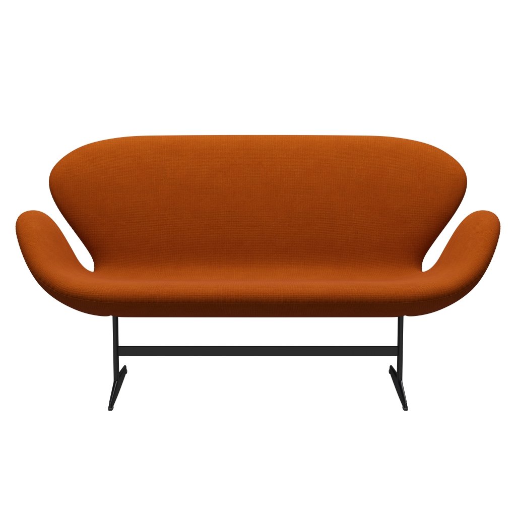 Fritz Hansen Swan Sofa 2 Seater, Black Lacquered/Hallingdal Orange (547)