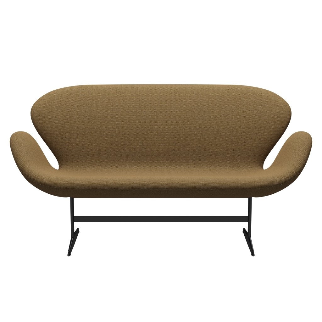 Fritz Hansen Swan Sofa 2 Seater, černá lakovaná/re vlna hořčice/přírodní