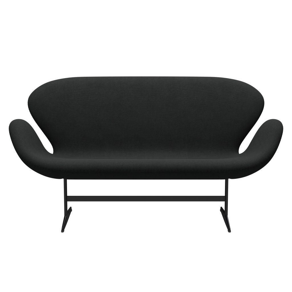 Fritz Hansen Swan Sofa 2 Seater, černá lakovaná/Steelcut tmavě hnědá (380)