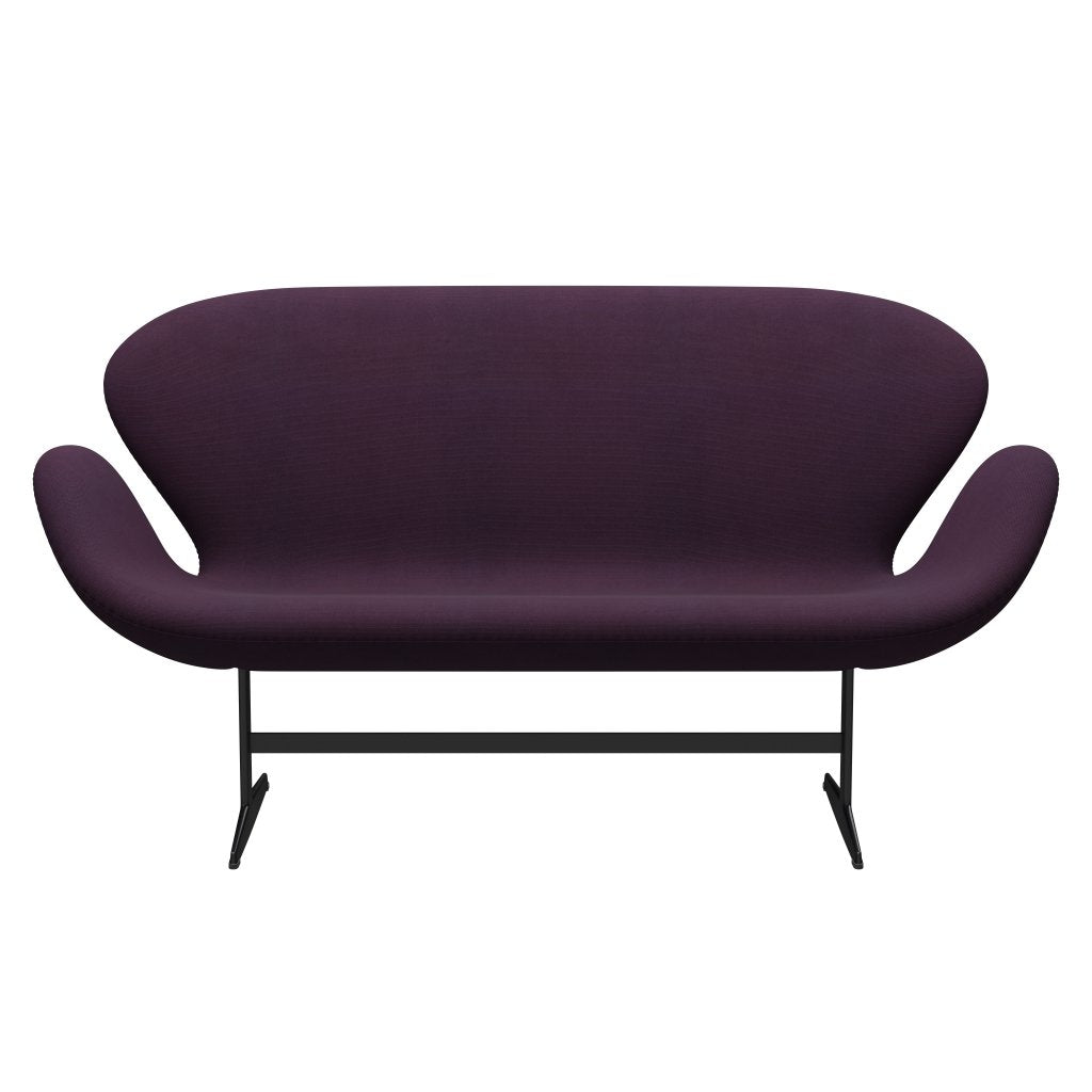 Fritz Hansen Swan Sofa 2 Seater, černá lakovaná/Steelcut Medium Violet