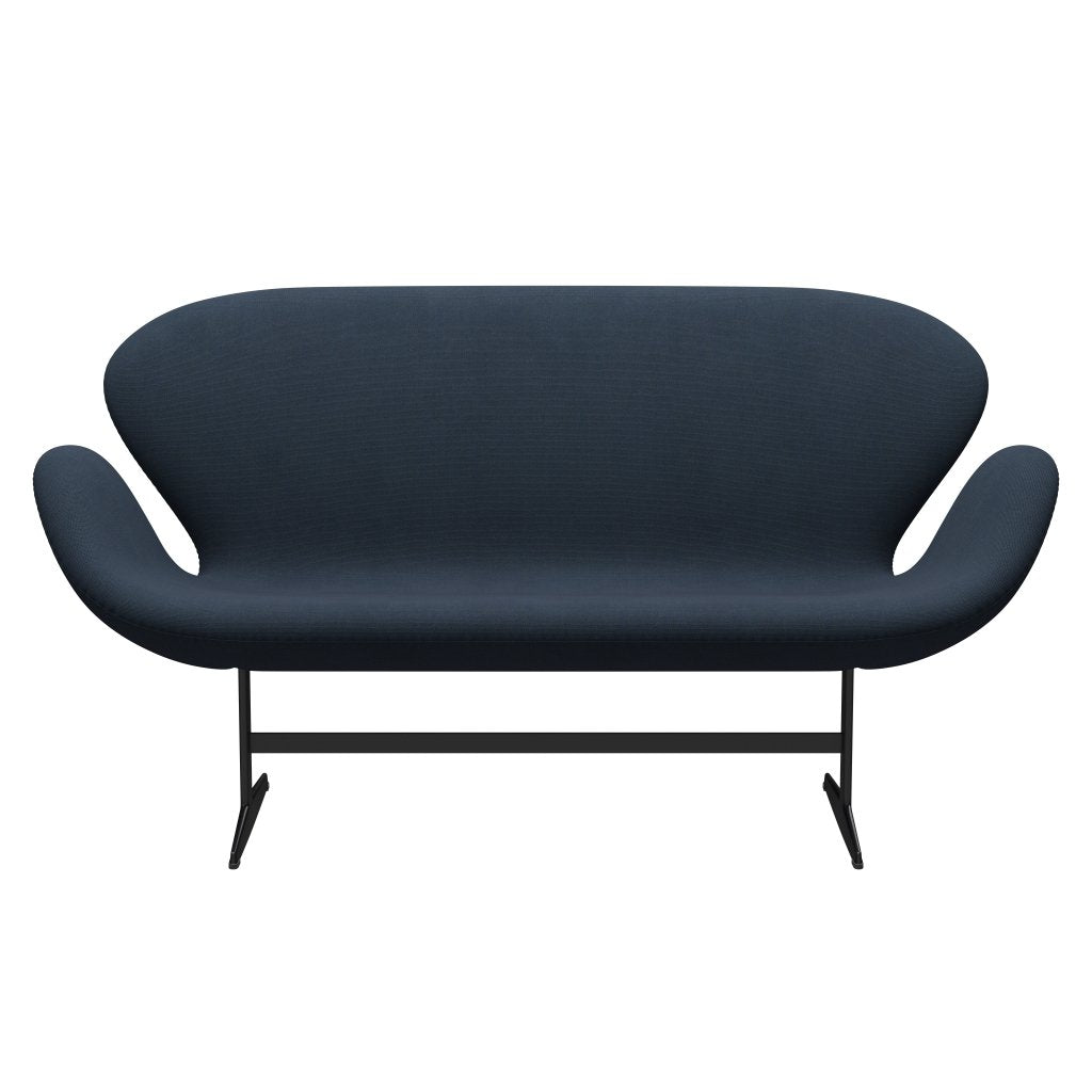 Fritz Hansen Swan Sofa 2 Seater, Black Lacquered/Steelcut Trio Dark Brown Blue