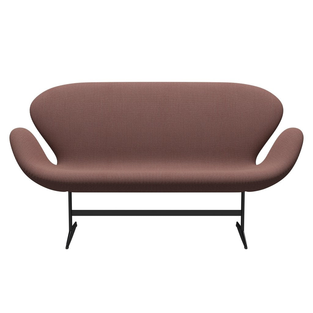 Fritz Hansen Swan Sofa 2 Seater, Black Lacquered/Steelcut Trio Light Brown & Red/Green