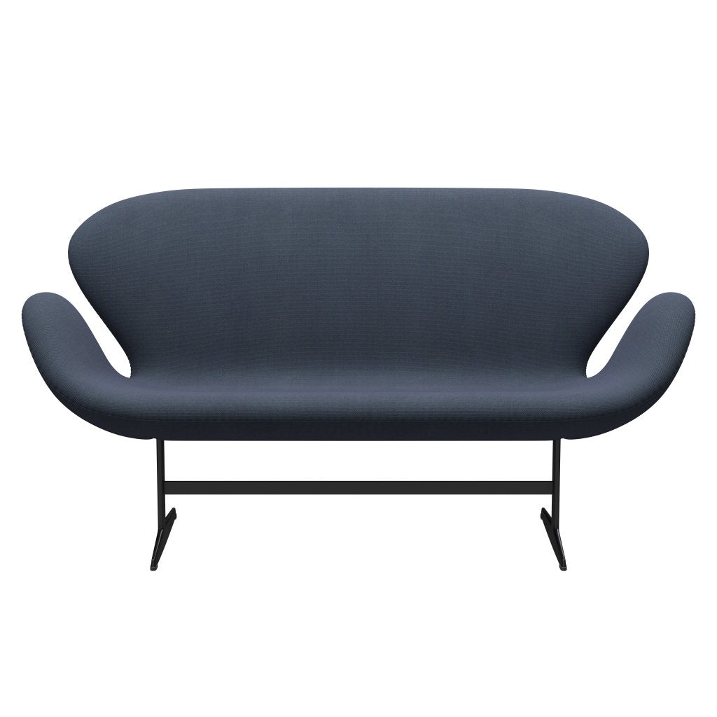 Fritz Hansen Swan Sofa 2 Seater, černá lakovaná/Steelcut Trio Olive Green/Tyrquoise