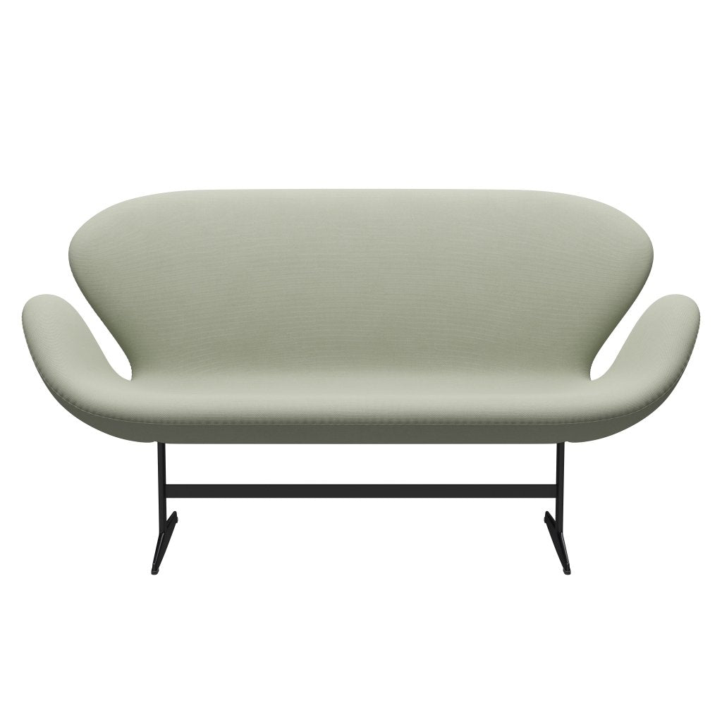 Fritz Hansen Swan Sofa 2 Seater, černá lakovaná/Steelcut tyrkysová světlo