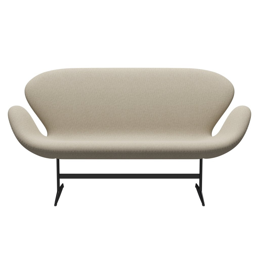 Fritz Hansen Swan Sofa 2 Seater, černá lakovaná/Sunniva Light Beige