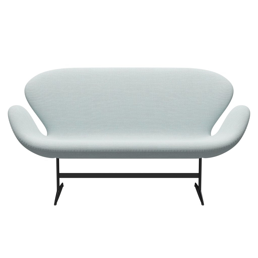 Fritz Hansen Swan Sofa 2 Seater, černá lakovaná/sunniva bílá/světle modrá