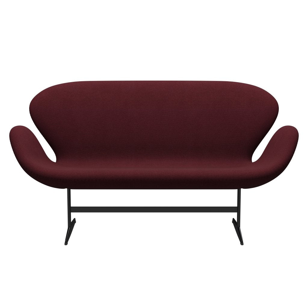 Fritz Hansen Swan Sofa 2 Seater, černá lakovaná/tonus víno červené