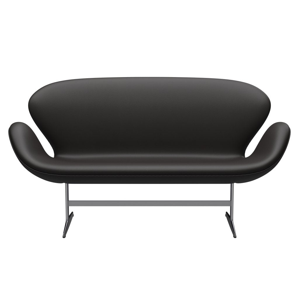 Fritz Hansen Swan Sofa 2 Seater, satén kartáčovaný hliník/aura černá hnědá