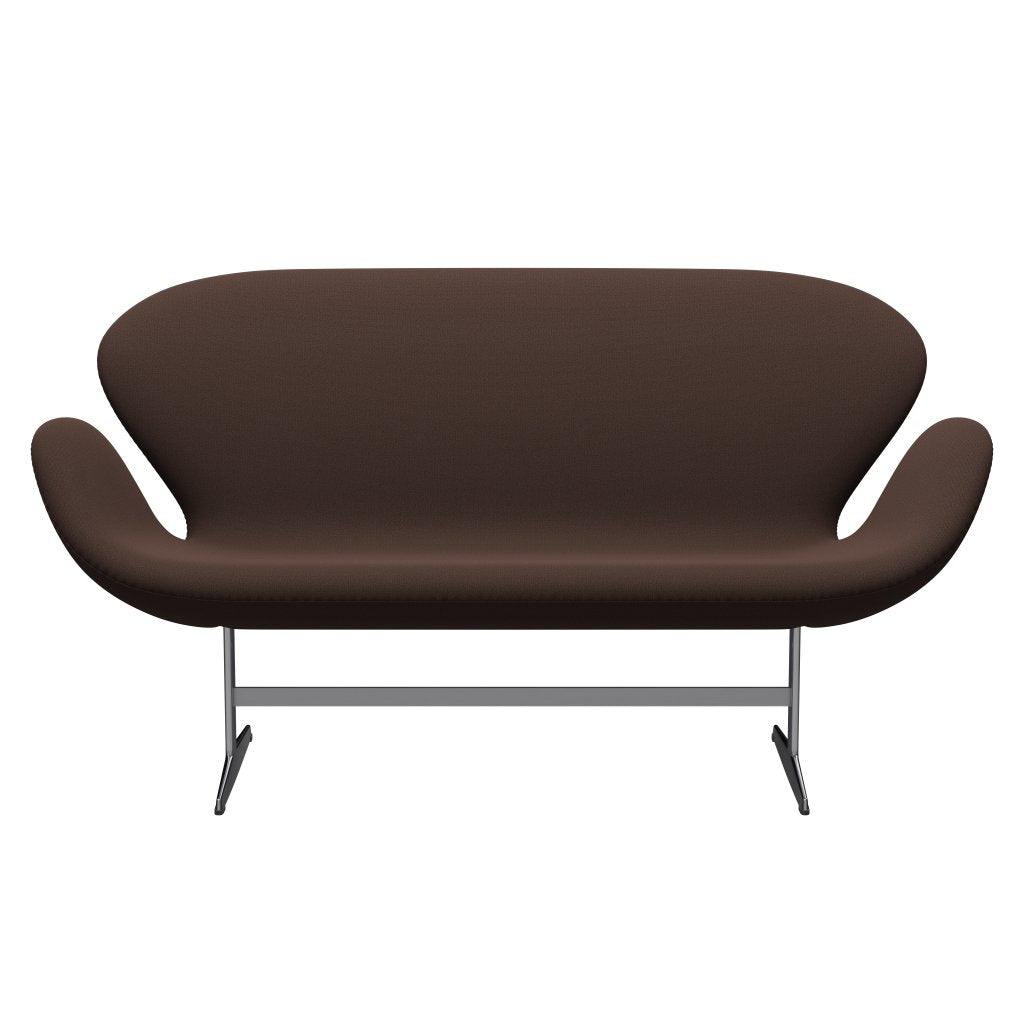 Fritz Hansen Swan Sofa 2 Seater, Satin Brushed Aluminium/Capture Chocolate Brown