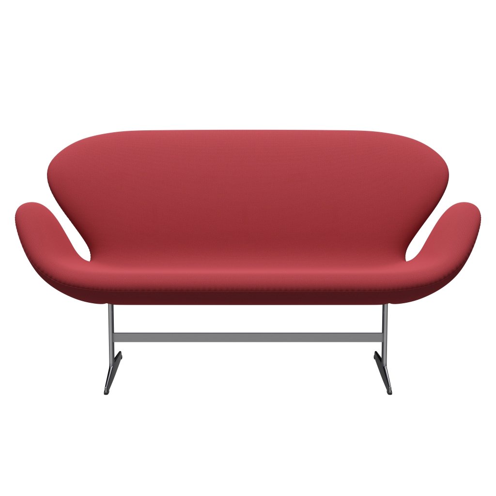 Fritz Hansen Swan Sofa 2 Seater, Satin Brushed Aluminium/Capture Instant Red