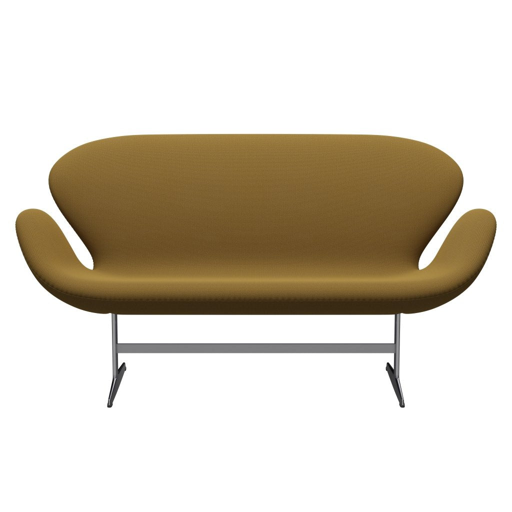 [product_category]-Fritz Hansen Swan Sofa 2 Seater, Satin Brushed Aluminium/Capture Mustard Dark-Fritz Hansen-3321-CP6401-SPAL-FRI-1