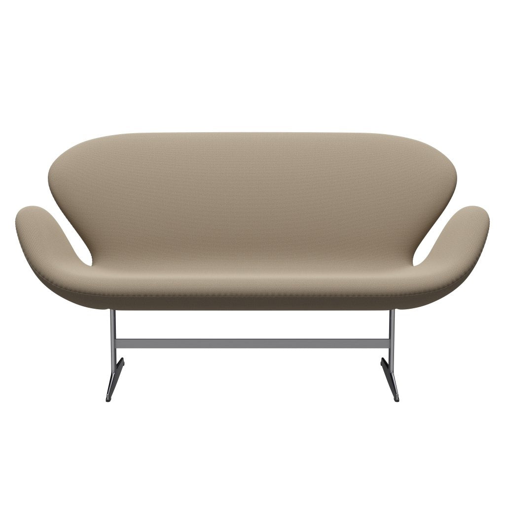 Fritz Hansen Swan Sofa 2 Seater, saténový kartáčovaný hliník/zachycovací písek