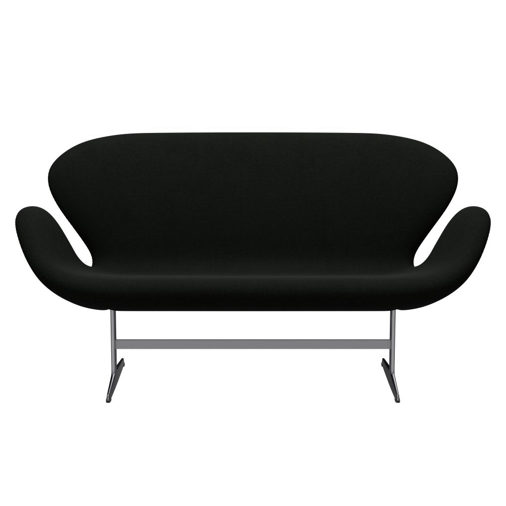 Fritz Hansen Swan Sofa 2 Seater, saténový kartáčovaný hliník/pohodlí černá (60009)