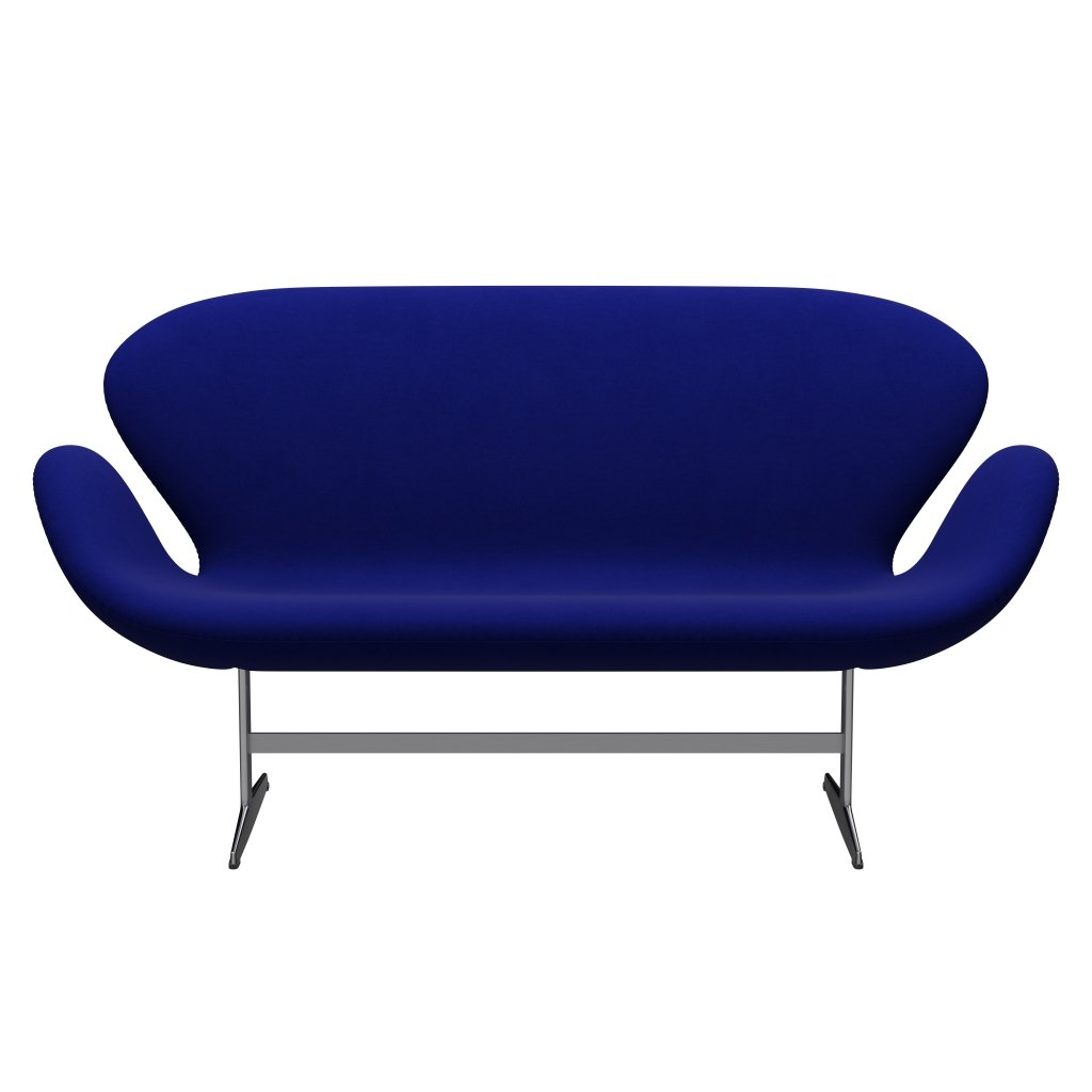 Fritz Hansen Swan Sofa 2 Seater, saténový kartáčovaný hliník/pohodlí modrá (66008)